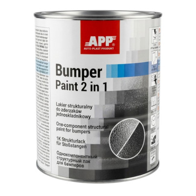 Краска структурная для бамперов однокомпонентная APP Bumper Paint 2в1, черная, 1л (арт. 020801)