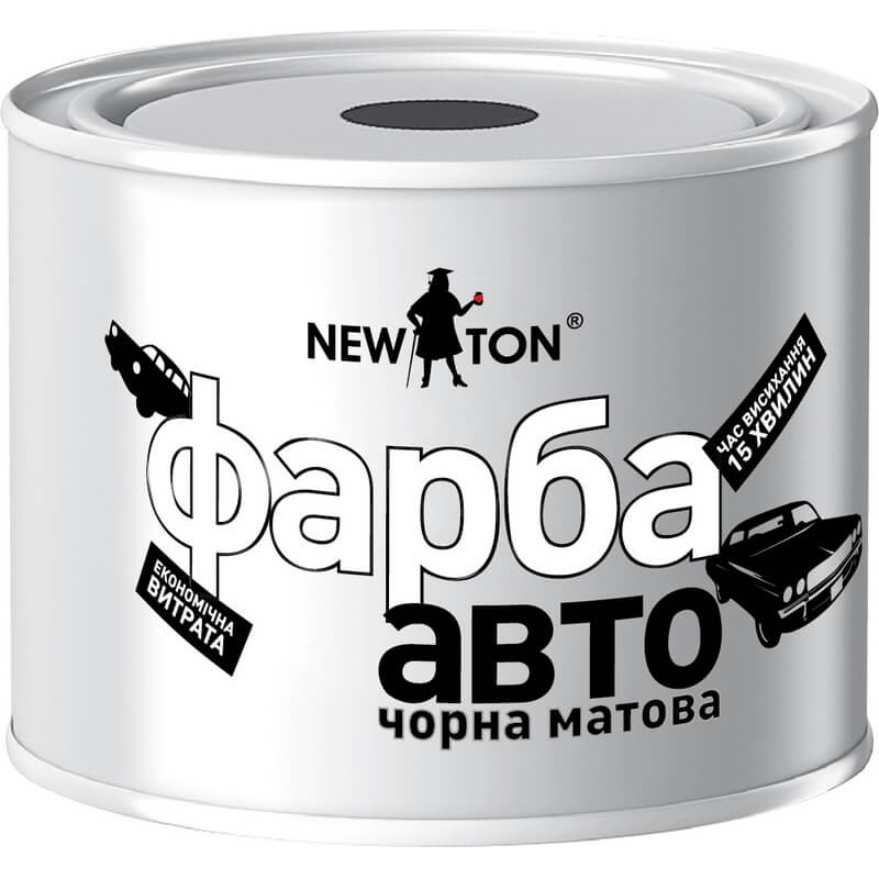 Краска автомобильная черная матовая (9005) NewTon, 450мл Краска автомобильная черная матовая (9005) NewTon, 450мл