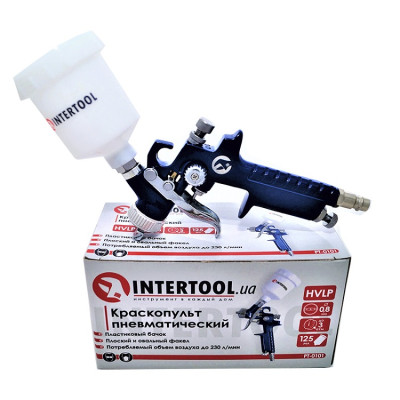 Краскопульт пневматический HVLP мини, с дюзой 0.8мм, INTERTOOL PT-0101