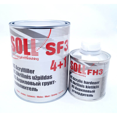 Грунт акриловый SOLL SF3 1л черный 4+1 с отвердителем FH3 0,25л (SF3 B1)