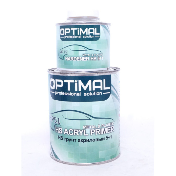 Грунт акриловый OPTIMAL SteelPlastic Acryfiller 5+1 HS, серый (OPS-HP51G) 0,8л + отв. 0,2л