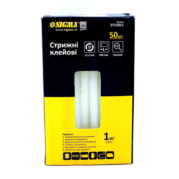 Стержни клеевые Ø11.2×200мм 50шт 1кг (прозрачные) SIGMA (2711011) (цена за 1 стержень / продажа поштучно)