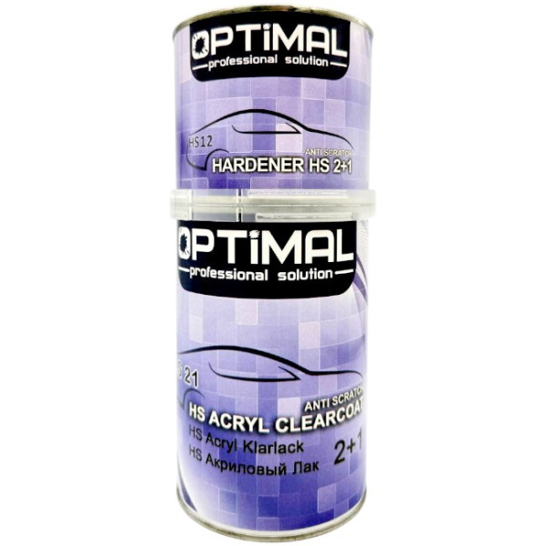 Лак акриловый OPTIMAL ANTISCRATCH 2 + 1 HS + отвердитель 1,5 л (арт. OPS-AS21)
