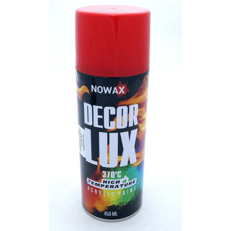 Краска акриловая высокотемпературная, красная NOWAX Decor Lux NX48040, 370°C, 450мл Краска акриловая высокотемпературная, красная NOWAX Decor Lux NX48040, 370°C, 450мл