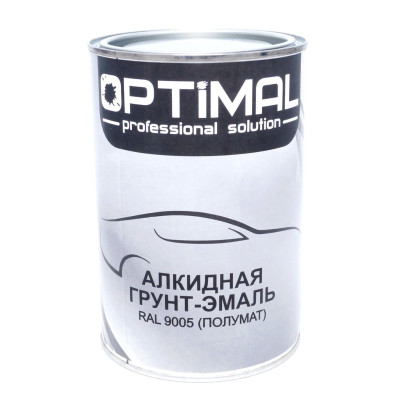 Алкидная грунт-эмаль OPTIMAL OPS-RAL 9005 1л, черная полуматовая