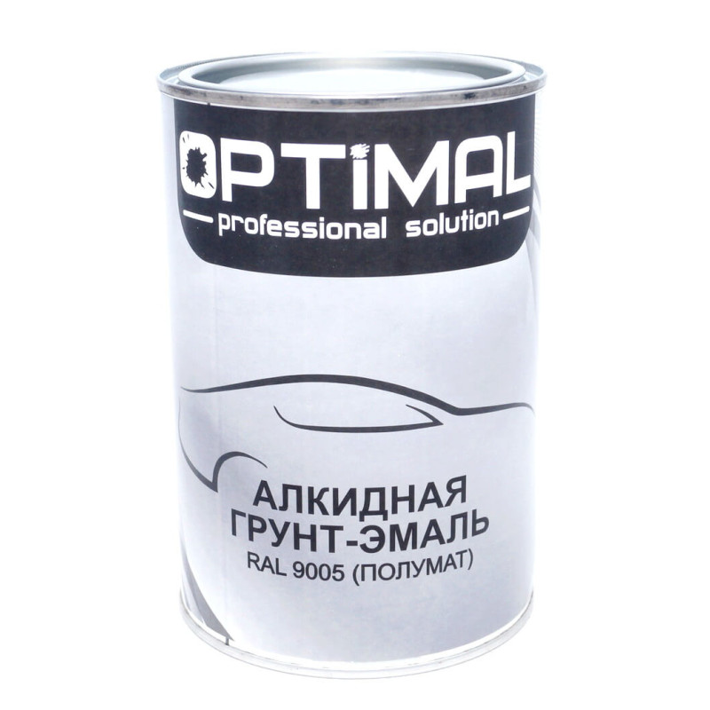 Алкидная грунт-эмаль OPTIMAL OPS-RAL 9005 1л, черная полуматовая Алкидная грунт-эмаль OPTIMAL OPS-RAL 9005 1л, черная полуматовая