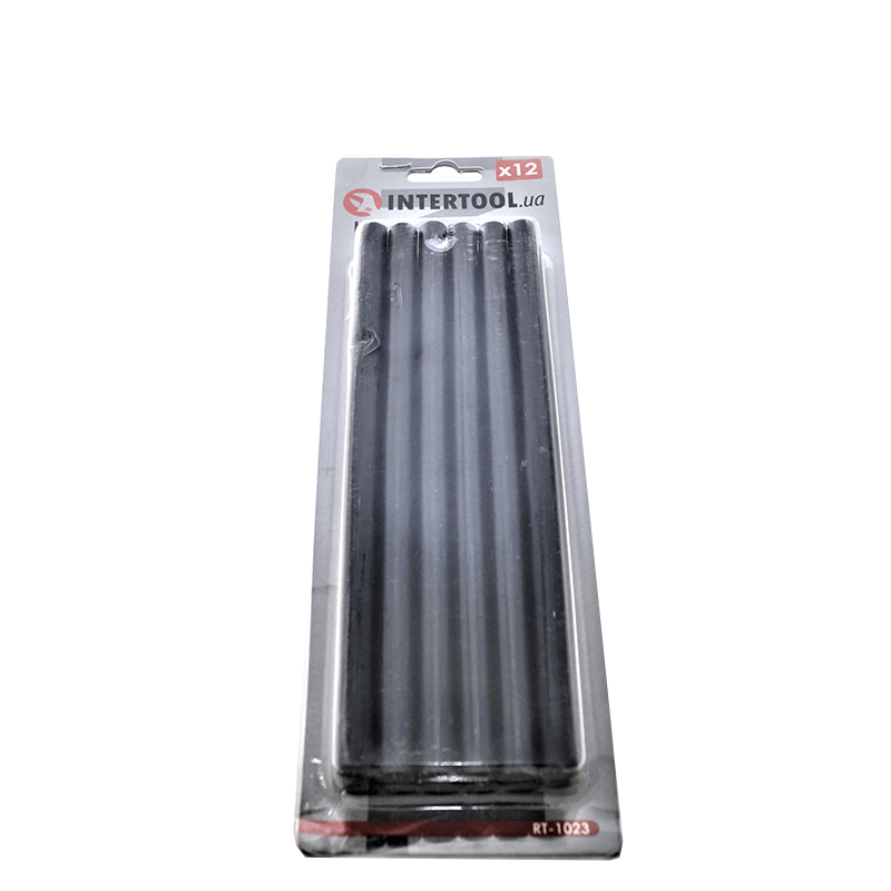 Комплект чорних клейових стрижнів 11,2мм x 200мм, 12 шт. INTERTOOL RT-1023