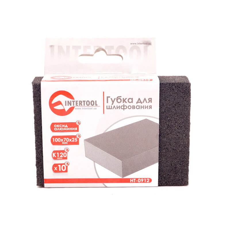 Губка для шлифовки INTERTOOL HT-0912 100х70х25 мм оксид алюминию К120