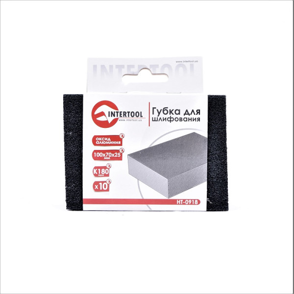 Губка для шлифовки INTERTOOL HT-0918, 100х70х25 мм К180
