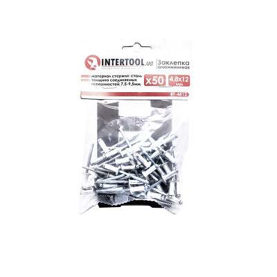 Заклепка алюминиевая 4,8x12 мм, упаковка 50 шт INTERTOOL RT-4812