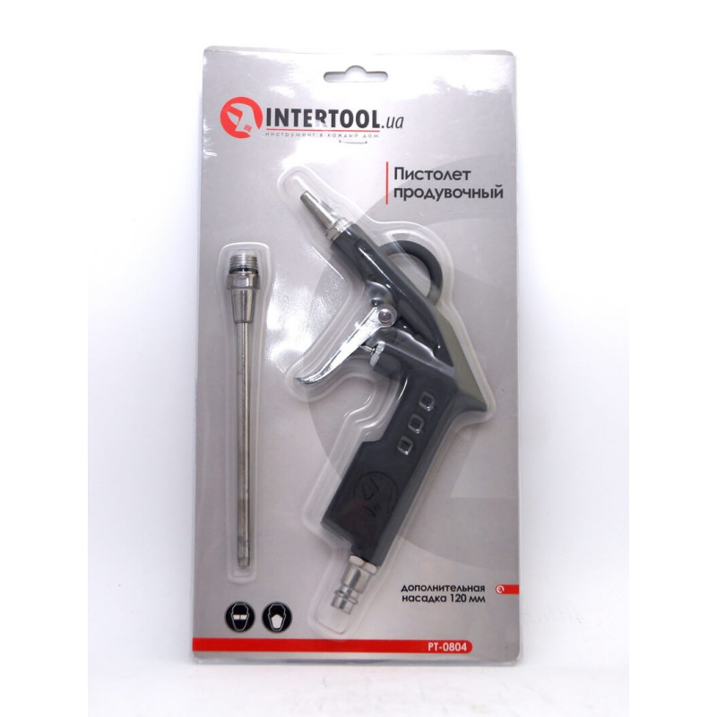 Пістолет продувний з додатковим наконечником 120 мм, короткий INTERTOOL PT-0804 Пістолет продувний з додатковим наконечником 120 мм, короткий INTERTOOL PT-0804