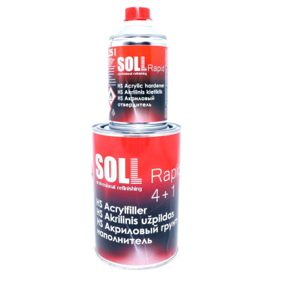 Грунт акриловый SOLL SFR 4+1 HS быстросохнущий, серый 1л + отв. 0,25л