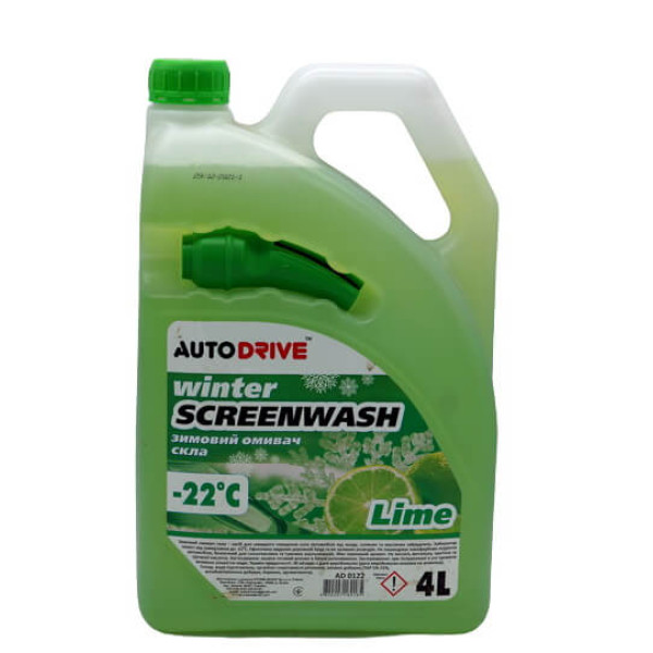 Омыватель зимний AUTO DRIVE Winter Screenwash Lime -22°C, 4л (арт. AD0122)