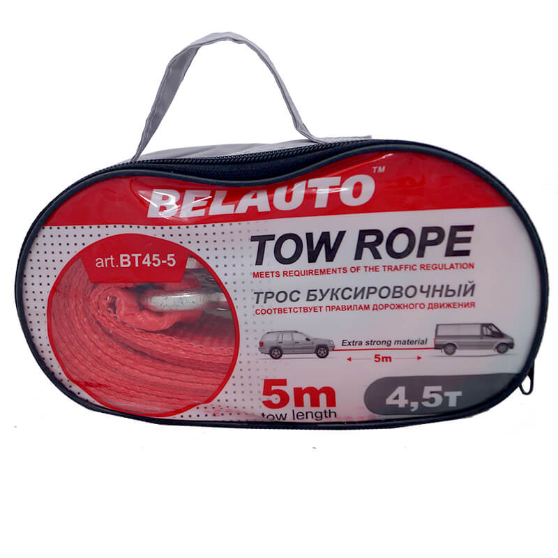 Буксировочный трос BELAUTO, 4,5т, 5 м, БТ 45-5 Буксировочный трос BELAUTO, 4,5т, 5 м, БТ 45-5