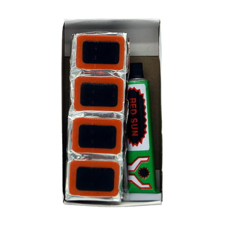 Набор для ремонта камер и шин Red Sun RS4803, клей + латки 35х25 мм - 48шт.