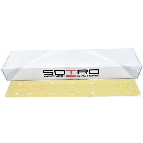 Абразивная полоса SOTRO Р80 (70 * 420мм) 14 отв., желтая липкая