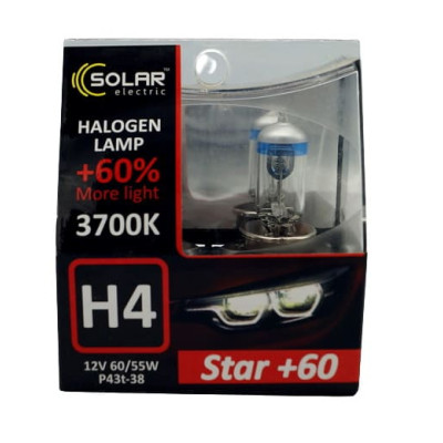 Галогеновая лампа Solar H4 12V 60/55W P43t-38