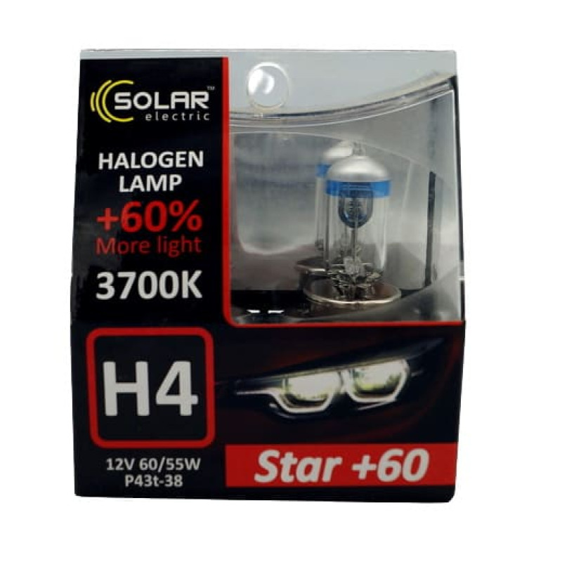 Галогеновая лампа Solar H4 12V 60/55W P43t-38