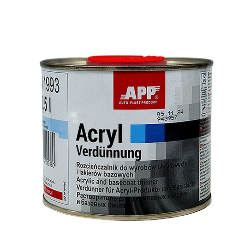 Растворитель к продуктам акриловым и базовым APP 2K-Acryl Verdünnung 0.5л (арт. 030095) Растворитель к продуктам акриловым и базовым APP 2K-Acryl Verdünnung 0.5л (арт. 030095)
