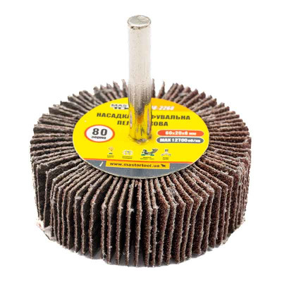 Круг лепестковый в оправке MASTERTOOL 60x20 мм, Р80 (08-2268)