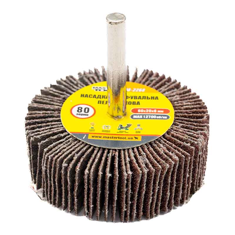 Круг лепестковый в оправке MASTERTOOL 60x20 мм, Р80 (08-2268)