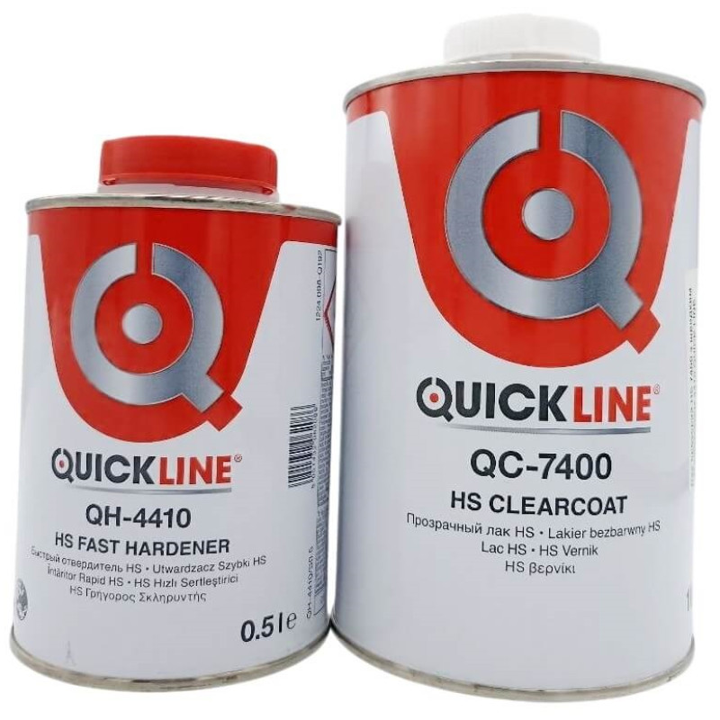 Лак акриловый прозрачный HS 7400 с быстрым отвердителем 4410 QUICK LINE 1,5л Лак акриловый прозрачный HS 7400 с быстрым отвердителем 4410 QUICK LINE 1,5л