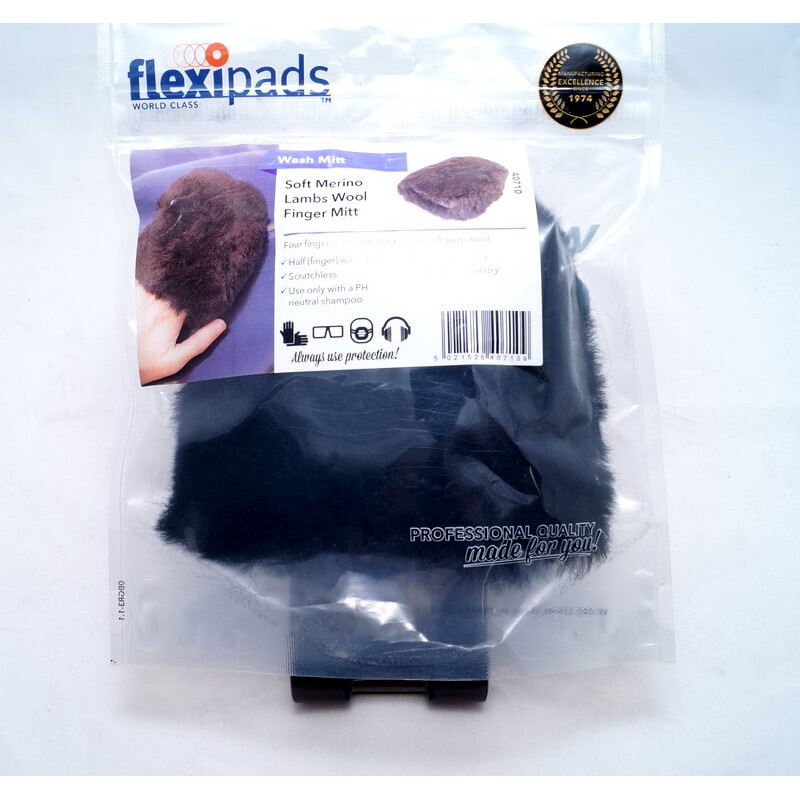 Рукавица для мойки из овчины на 4 пальца для узких мест, серая Flexipads Four Finger Рукавица для мойки из овчины на 4 пальца для узких мест, серая Flexipads Four Finger