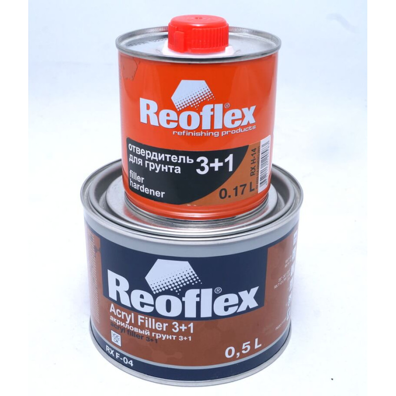 Грунт акриловый серый 3+1 (0,5л) + отвердитель (0,17л) Reoflex RX F-04 Грунт акриловый серый 3+1 (0,5л) + отвердитель (0,17л) Reoflex RX F-04