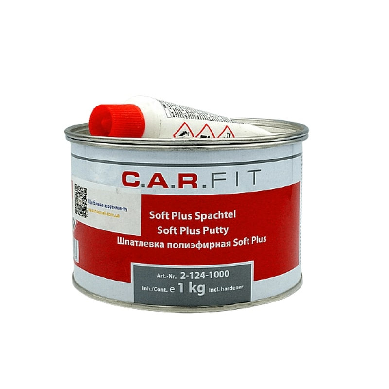 Шпатлевка полиэфирная наполняющая Soft Plus, 1кг, 2-124-1000, C.A.R.FIT