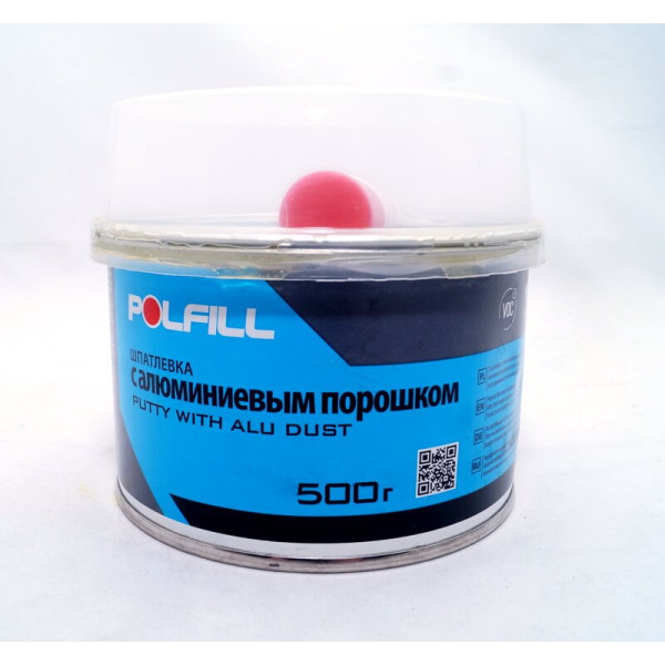 Шпаклевка с алюминиевым порошком + отв. в комплекте 0,5 кг Polfill (арт. 43224)