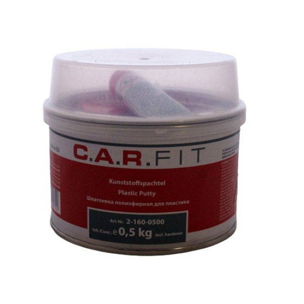 Шпатлевка полиэфирная для пластика 0,5 кг (отв. + шпатель) CARFIT (арт. 2-160-0500)