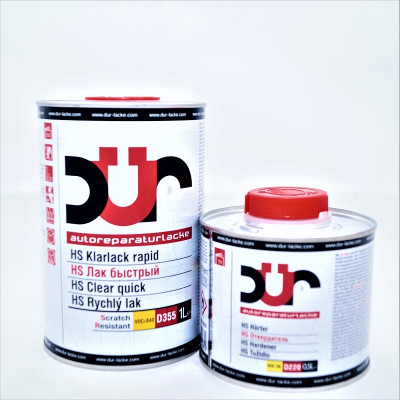 Лак двухкомпонентный бесцветный акриловый DUR HS D323/D220, 1 л + 0,5 л