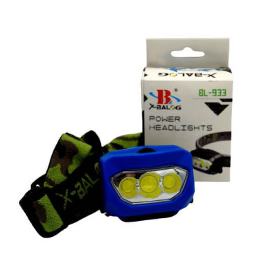 Налобный фонарь X-Balog BL-933 на батарейках 3 ААА, 1-3 LED