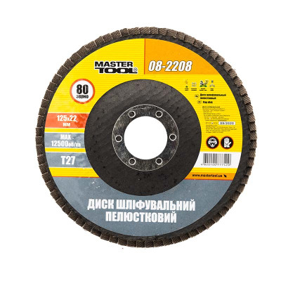 Круг лепестковый Торцевый Master tool 08-2208 металл прямой 125мм*Р80