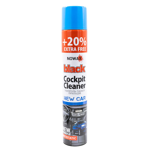 Полироль для торпеды, пластика, аэрозоль NOWAX Black Cockpit Cleaner новая машина NX00705, 750мл