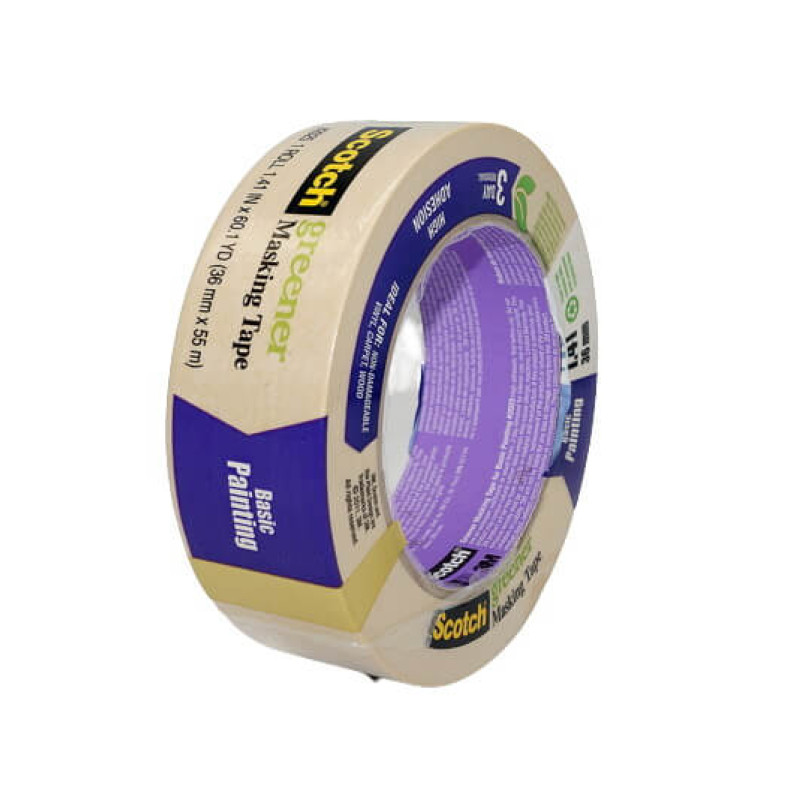 Лента малярная белая 3m scotch™ greener masking tape for basic painting 2025-36, 36 мм x 55 м Лента малярная белая 3m scotch™ greener masking tape for basic painting 2025-36, 36 мм x 55 м
