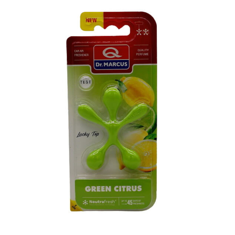 Ароматизатор Dr. Marcus Lucky Top Green Citrus (Зеленый Цитрус) подвесной; на дефлектор Ароматизатор Dr. Marcus Lucky Top Green Citrus (Зеленый Цитрус) подвесной; на дефлектор