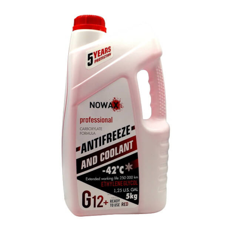 Антифриз NOWAX G12+ червоний -42°C NX05001 5кг Антифриз NOWAX G12+ червоний -42°C NX05001 5кг