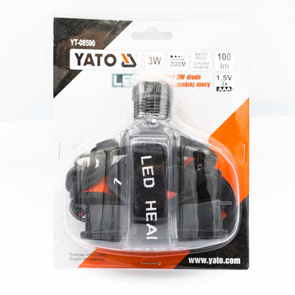 Фонарь налобный 3 Вт YATO YT-08590