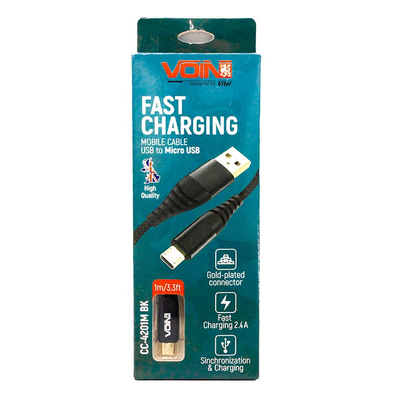 Кабель VOIN USB - USB 3A, 1м черный (арт. CC-4201M BK) Кабель VOIN USB - USB 3A, 1м черный (арт. CC-4201M BK)