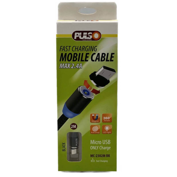 Кабель магнитный VOIN USB - Micro USB 2,4A, 2m черный
