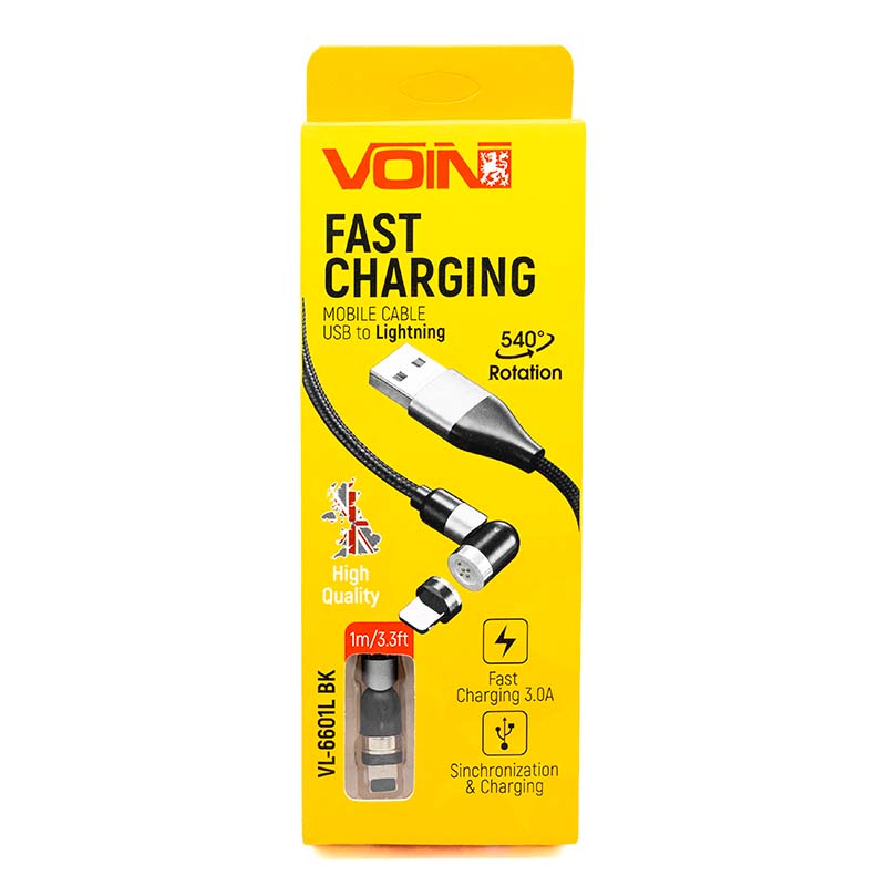 Кабель магнитный шарнирный VOIN VL-6601L BK USB - Lightning 3А, 1м, black (быстрая зарядка/передача данных) Кабель магнитный шарнирный VOIN VL-6601L BK USB - Lightning 3А, 1м, black (быстрая зарядка/передача данных)