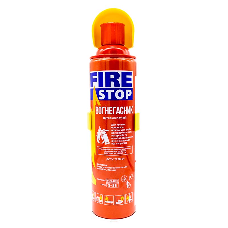 Вогнегасник вуглекислотний 1кг Fire Stop ND Вогнегасник вуглекислотний 1кг Fire Stop ND