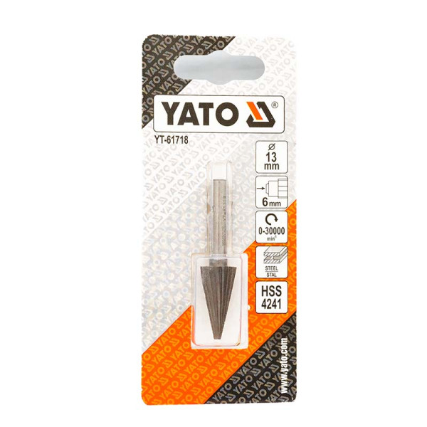 Фреза конусная по металлу YATO d-13*25/55мм, хвостовик d-6 (заостренная) YT-61718