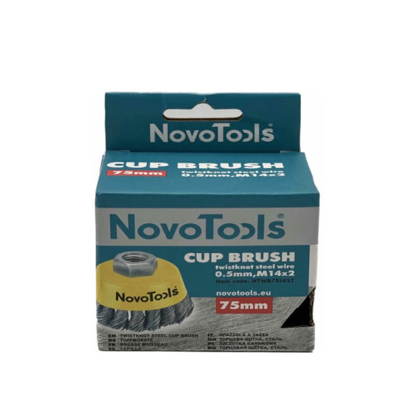 Щетка чашечная с пучками витой проволоки NovoTools 75 мм М14 (арт. NTWB7514ST)