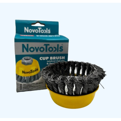 Щетка чашечная с пучками витой проволоки NovoTools 100 мм М14 (арт. NTWB10014ST)