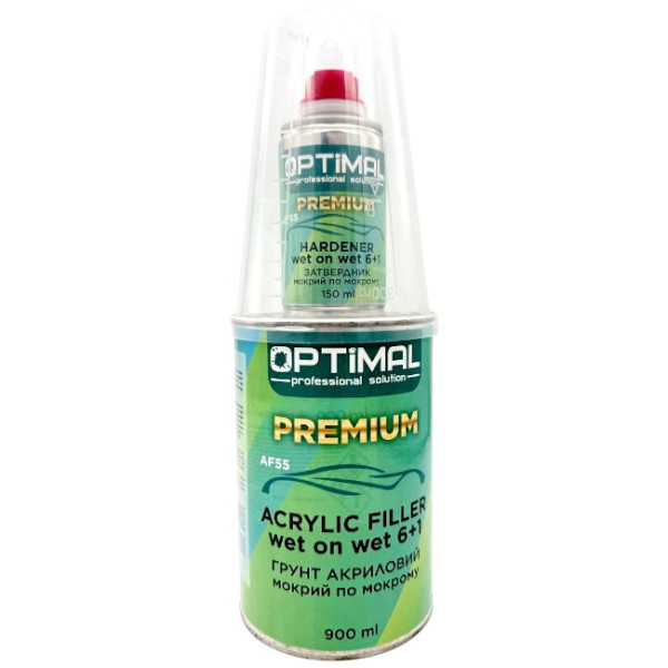 Грунт акриловый серый OPTIMAL PREMIUM 6:1, (0,9л + отв. 0,15л) мокрый по мокрому