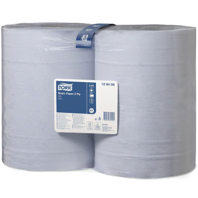 Бумага для протирки синяя Tork - 2 слоя, 340м, 1000 листов, 34х36.9см (рулон)