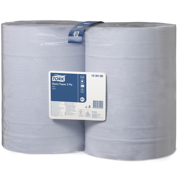 Бумага для протирки синяя Tork - 2 слоя, 340м, 1000 листов, 34х36.9см (рулон)