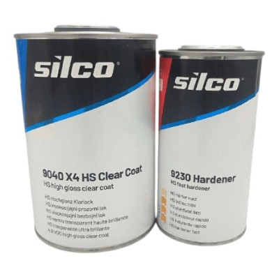 Прозрачный лак 1л Silco 9040 X4 HS + 0,5л 9230 отвердитель быстрый HS